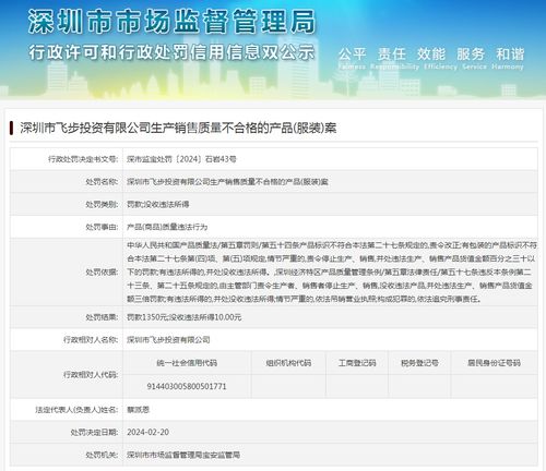 深圳市飞步投资生产销售质量不合格服装案剖析 资产经营管理视角下的警示